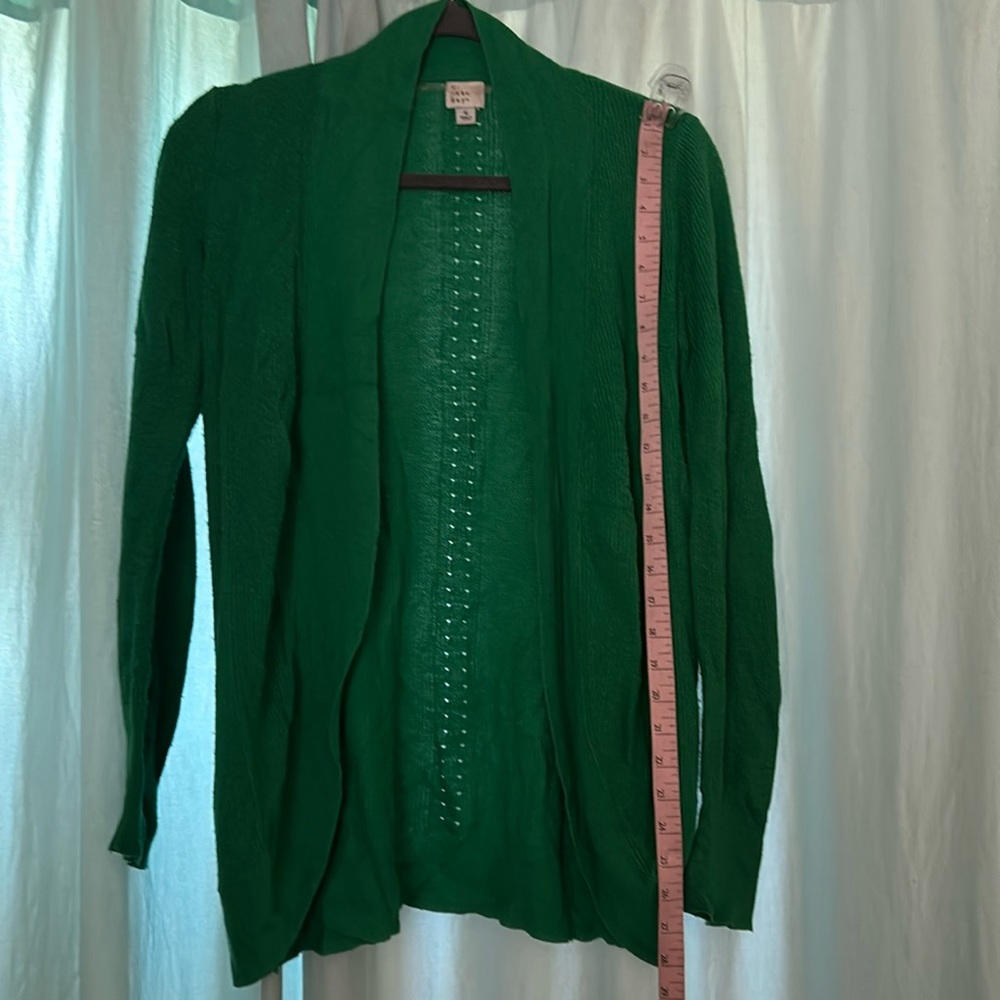 Cardigan Kelly green open from long sleeve size small